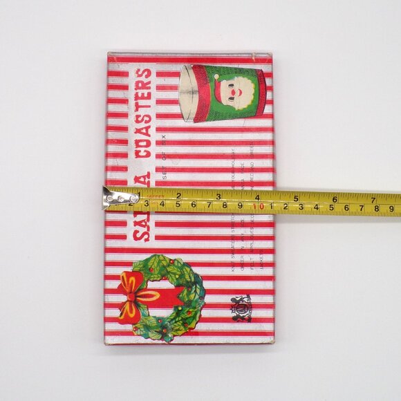 VTG Christmas Santa Coasters Chadwick Miller Knit Felt Koozies Set 6 Japan 60s - Picture 12 of 13